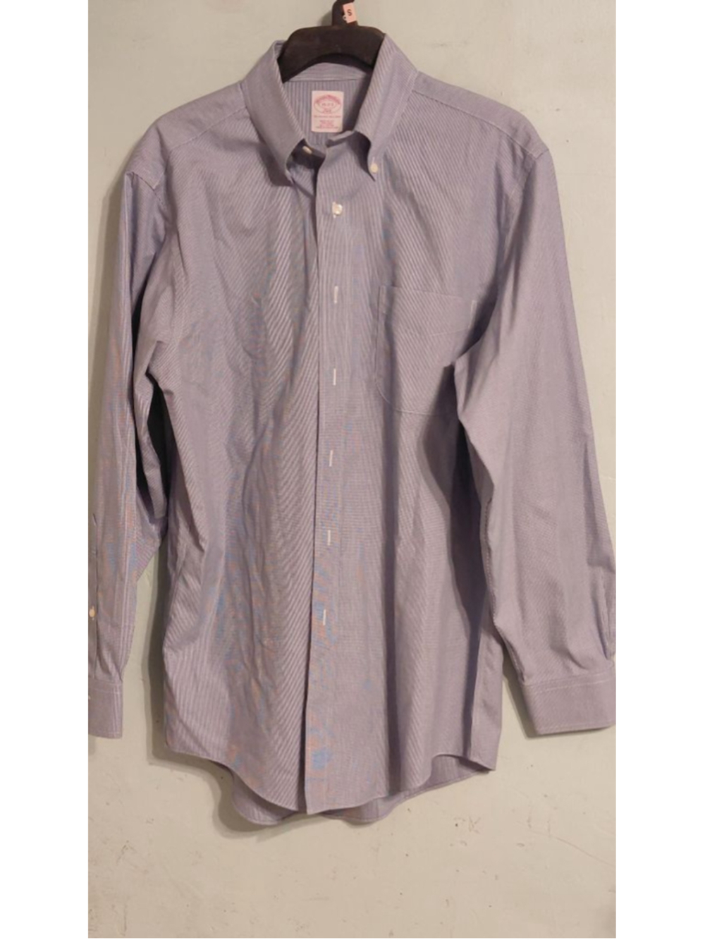 Men's Brooks Brothers Blue & White Striped Dress Shirt Neck 15.5